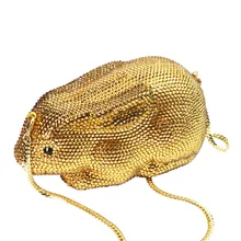 Для женщин кролик животных кристалл клатч вечерняя сумочка; BS010 Свадебная вечеринка коробка сумка и кошелек Для женщин Minaudiere сумка для студента колледжа подарок