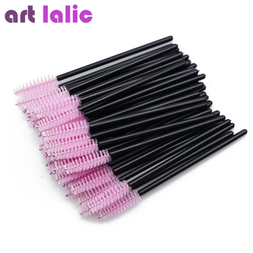 Light pink Лалич 50 шт./пакет розовый цвет одноразовая щеточка для наращивания ресниц тушь для ресниц палочки Аппликатор макияжа косметический инструмент - Handle Color: Light pink