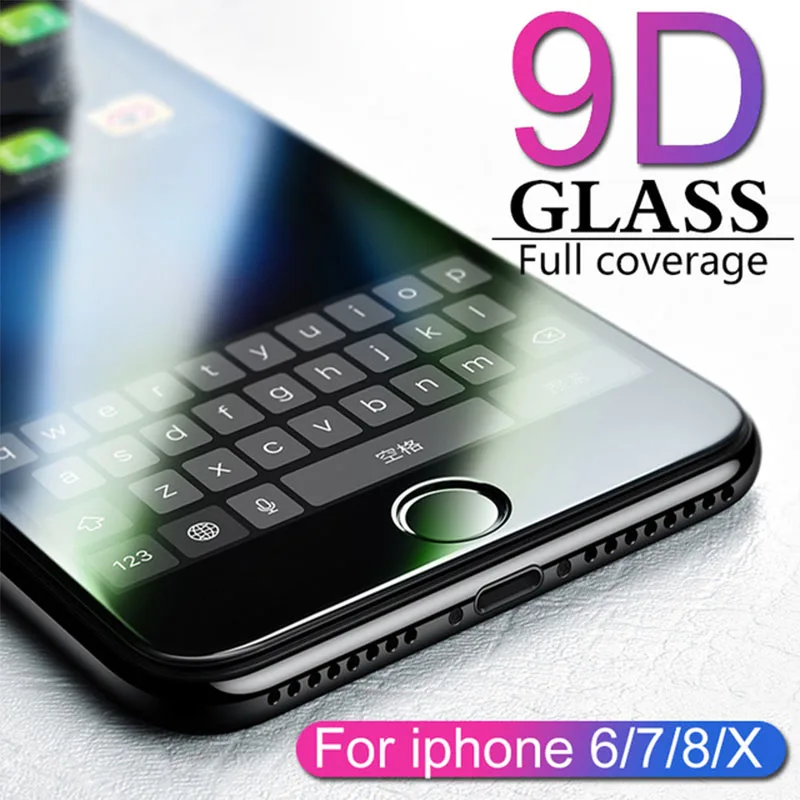 9D закаленное стекло для iPhone X 7 8 6 Plus защита экрана полное покрытие Защитное 6s XR XS Max