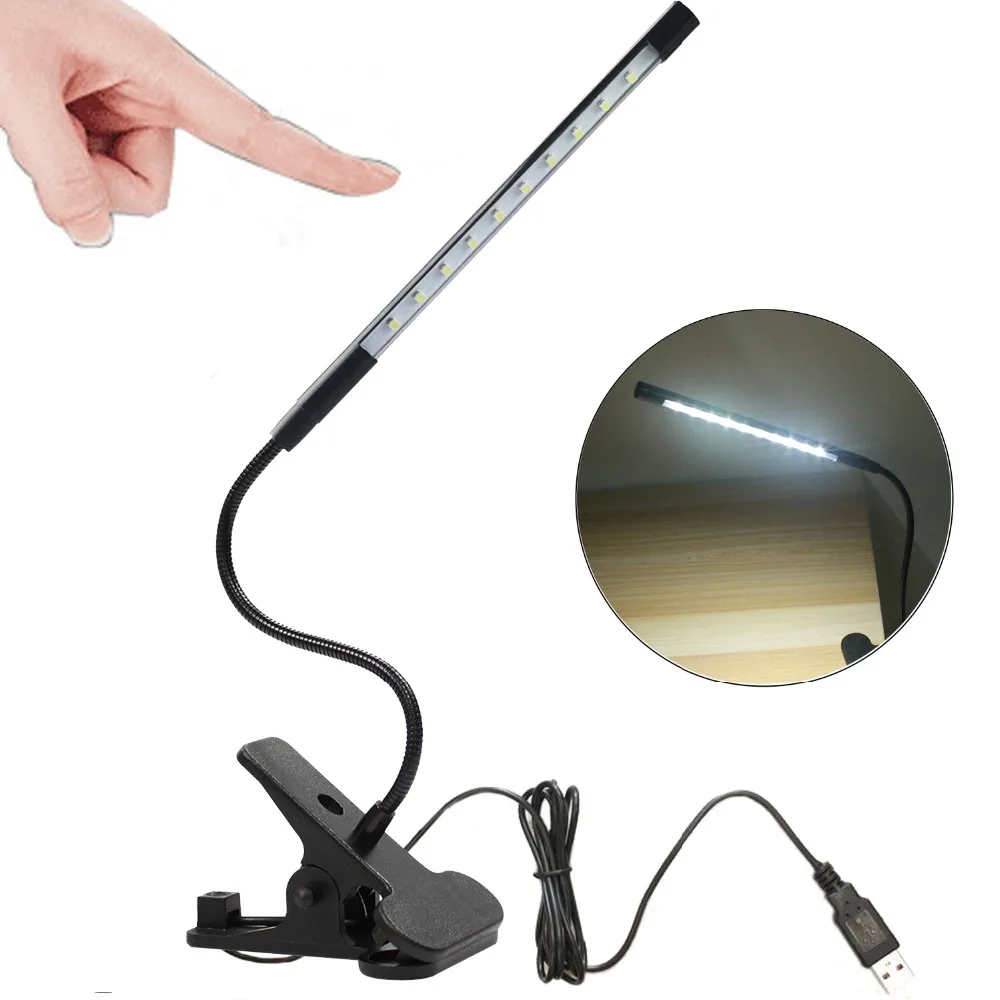 

10 Led Bulbs Touch Sensor USB Led Night Lights 360 degrees direction Night Lamps Eye Protection Desk Reading Lamp with Clamp