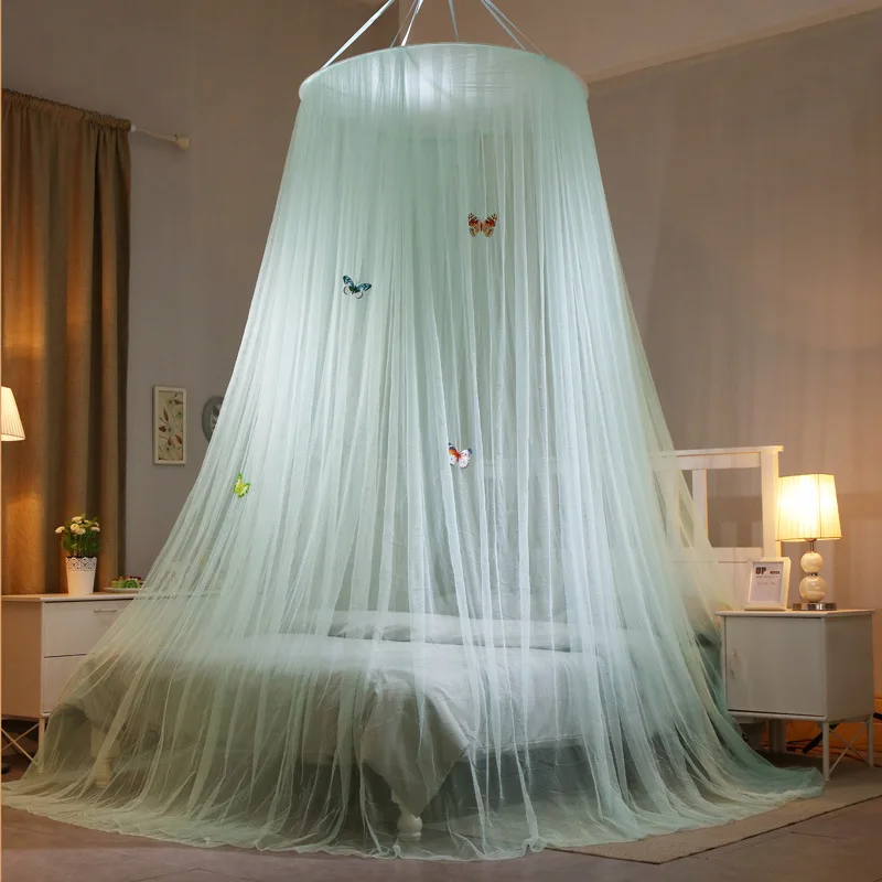 Большая подвесная москитная сетка для лета, для девочек, детское постельное белье, Круглый купол, кровать, навес, занавеска, кровать, палатка с бабочкой, Декор, покрывало - Цвет: Светло-зеленый