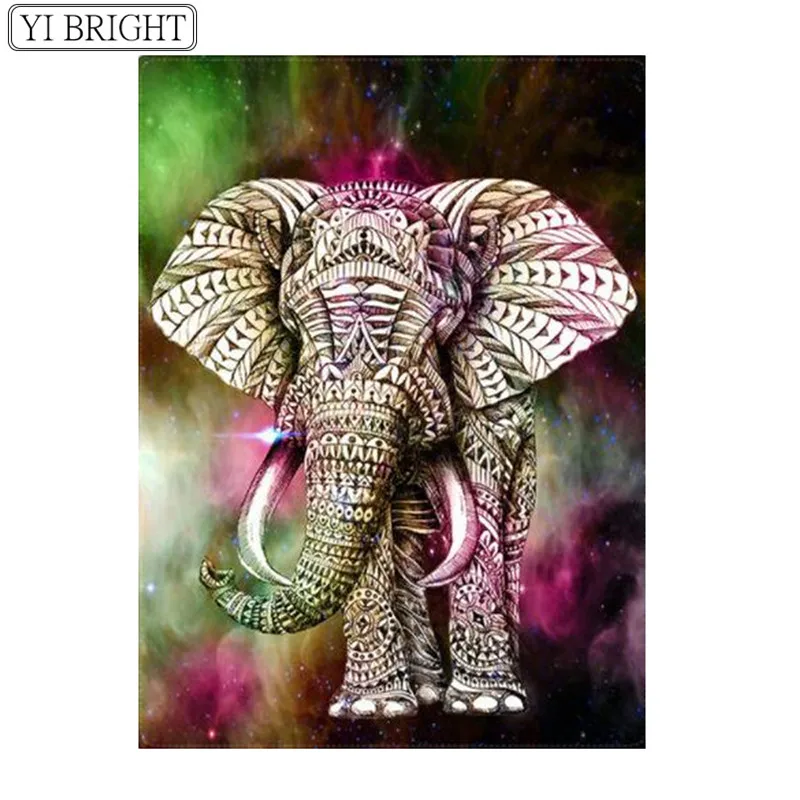 Full Square Diamond Painting Colorful Elephant Embroidery Cross Stitch Rhinestone Mosaic Decor Gift XY1 | Дом и сад