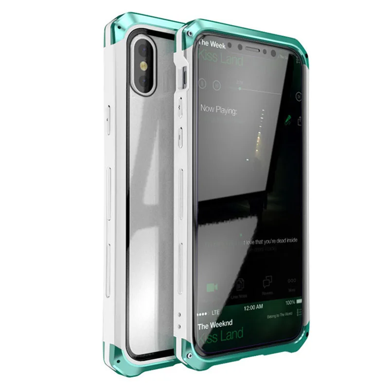 Роскошный Металлический стеклянный чехол для iphone XS MAX XR Алюминиевый