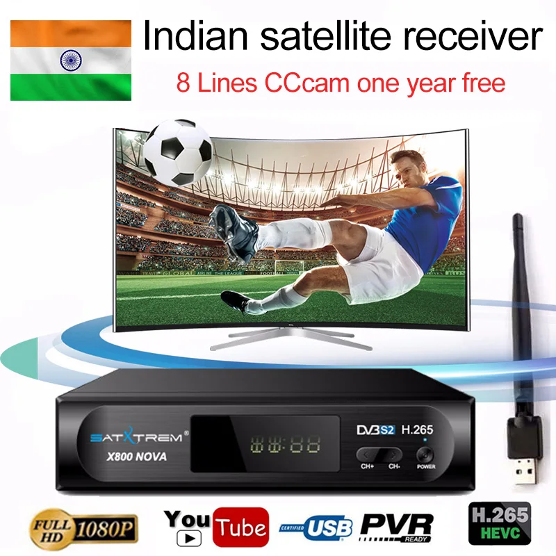 

SATXTREM X800 NOVA DVB S2 Satellite Receiver India Free 8 Clines Cccam HD Receptor Satelite Decoder DVB-S2 Digital TV Tuner Box