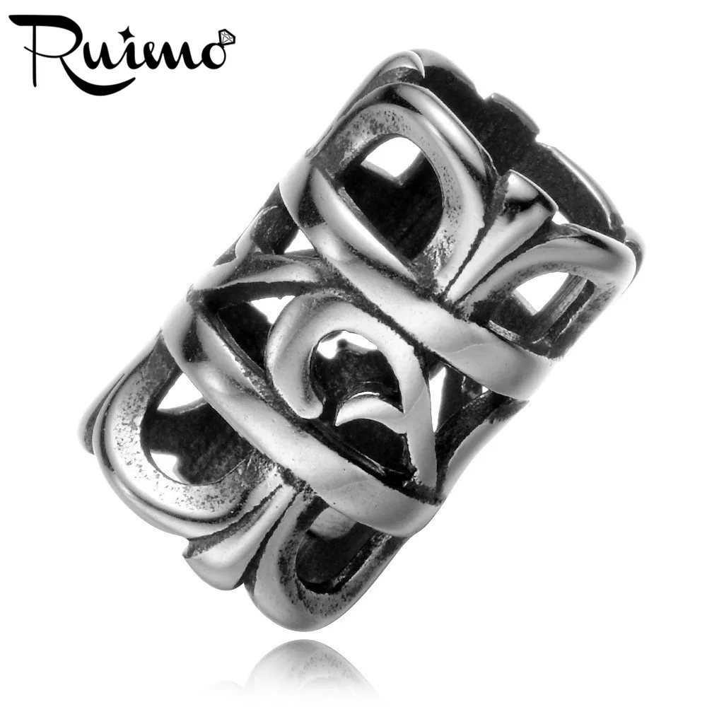RUIMO 316l Stainless Steel Bracelet Beads Accessories Big Hole Cylinder For Jewelry Making Polished Hollow Tube Bead 5pcs | Украшения и
