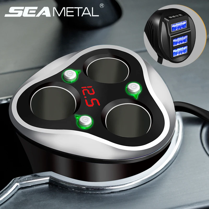 

Car Cigarette Lighter 3 USB 12V - 24V Switch Charge Socket Splitter Voltage LED Plug Adapter Electric Universal Auto Accessories