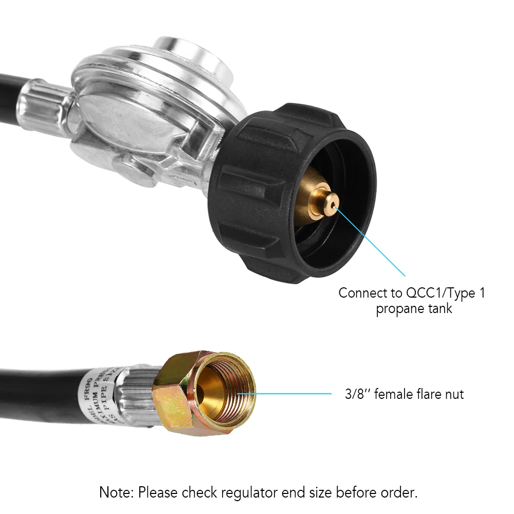 24 IINCH шланг для пропана регулятор для газовая горелка QCC1/Тип-1 LPG шланг с 3/8 ''женские, с расклешенным гайкой для большинства газовых подогреватель гриля