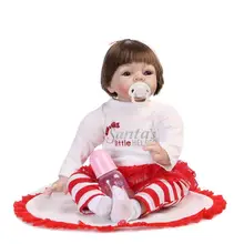 22 Inches 55cm Silicone Reborn Baby Doll Early Education Toys For Girls Cute Short Brown Hair