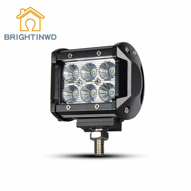 

BRIGHTINWD LED Lights Bar 18W Spotlight Flood Driving Fog Light Pods Off Road Lighting for SUV UTE Working Lamp Headlight