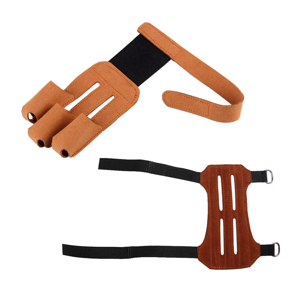  Breathable Archery Bow Arrow 3 Finger Glove With Arm Guard Bracer Protector Hunting Accessorie Hunting Arrow Bow Accessories