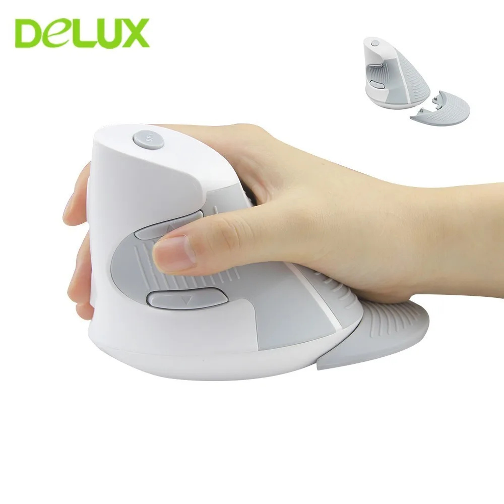 Best Delux M618GX Wireless Vertical Computer Mouse 2.4Ghz Ergonomic Optical Usb Mause 6 Button 1600DPI Stand Gaming Mice For Laptop