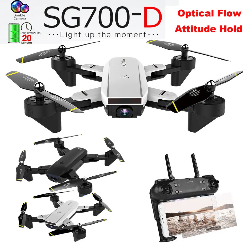 

HINST SG700-D 2.4Ghz 4CH Wide-angle WiFi 720P Flow Dual Camera RC Quadcopter Drone Function Provides Stable Flight AN9