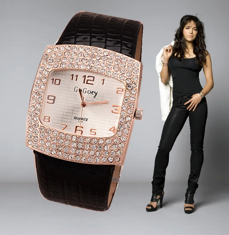 Женские кварцевые наручные часы с кристаллами и искусственной кожей|reloj fashion|reloj