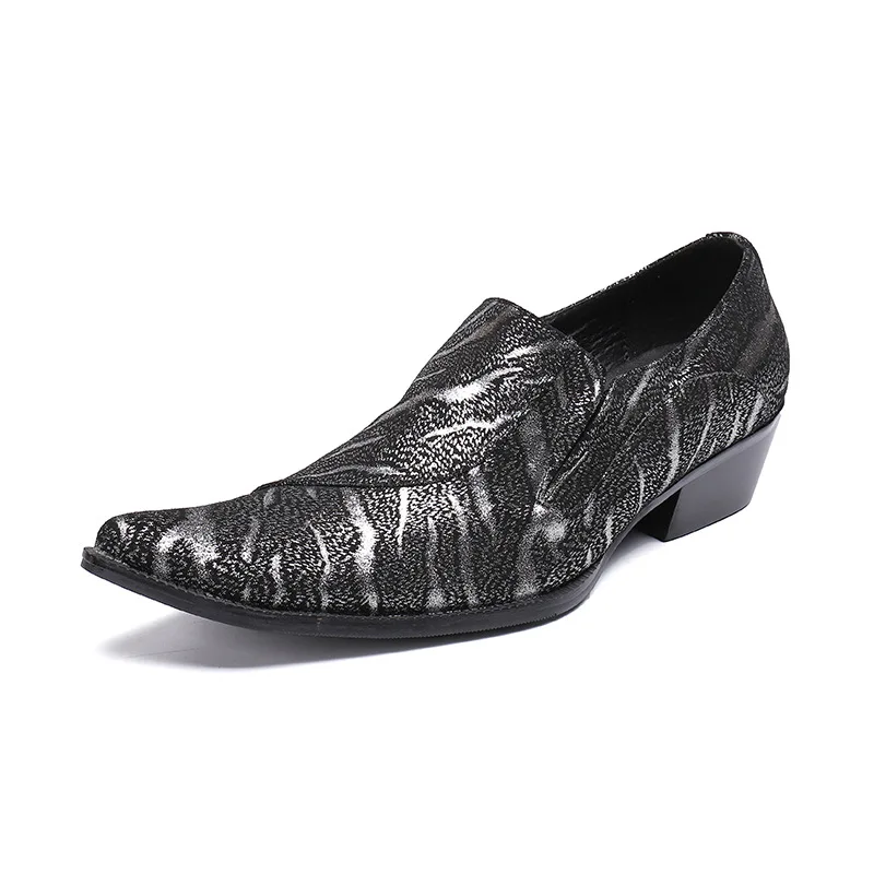 SexeMara New Arrival Genuine Leather Pointed Toe Slip Metal Tip Men