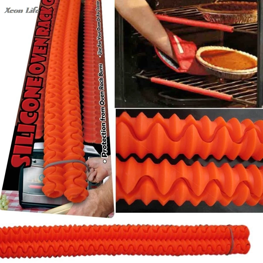 

ISHOWTIENDA 2017 New Hot Silicone Oven Rack Edge Clip Guard Heat Resistant Red Set Of 2 Helps Avoid Burns