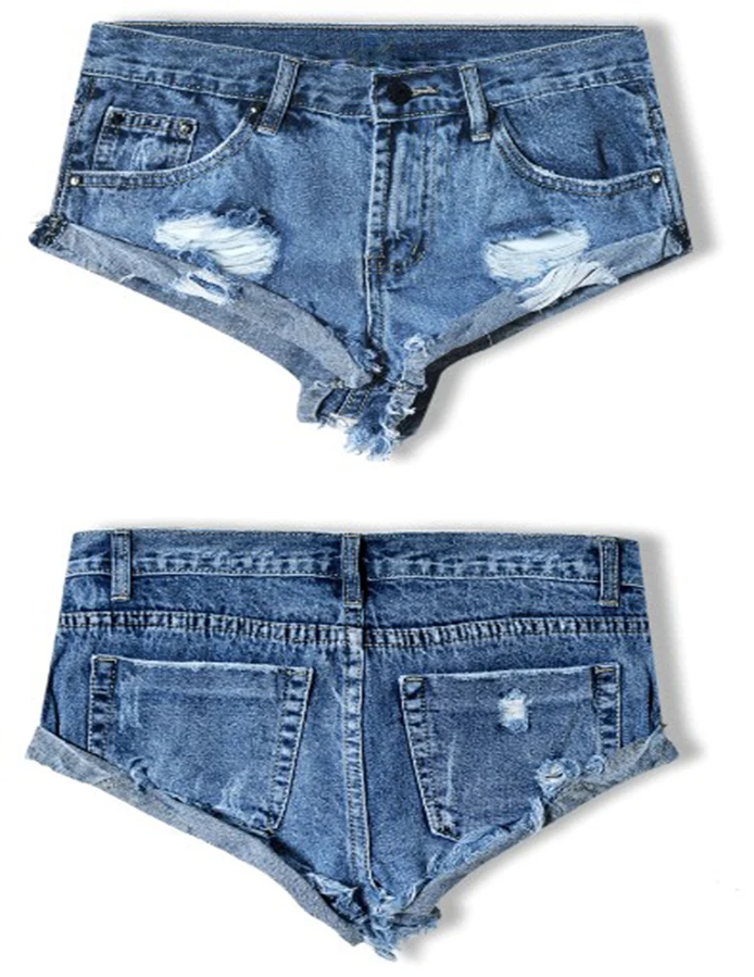 2017 Sexy Brand Women Cloth Denim Shorts Mid Waist Slim Ripped Cuffs 100% Cotton Hot Pants Female Hot Short Denim Jeans Pants (1)