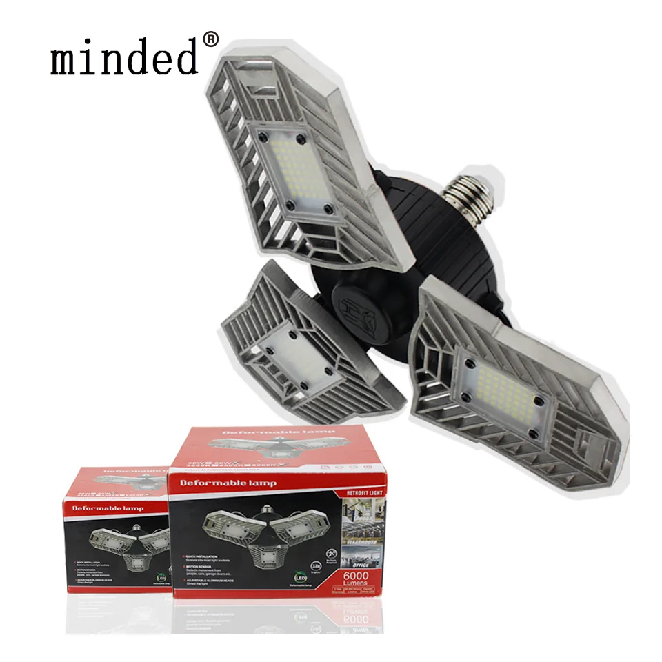 

High Intensity 60W E27 Bulb Led Deformable Light Lamp 6000LM Indoor Light Led Studio Garage Industrial Warehouse Mining Lamp