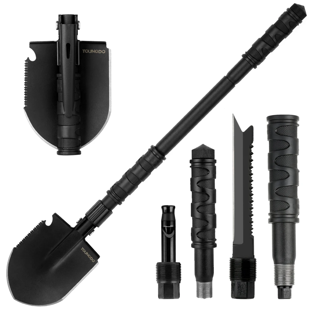 

YOUNGDO Military Folding Shovel & Pick Blade Portable Multi-Function Outdoor Survival Multitool Shovel for Camping Hiking Garden