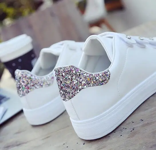 

2019 spring/summer women casual vulcanize shoes hook&loop solid white comfortable flats walking footwear shoes woman