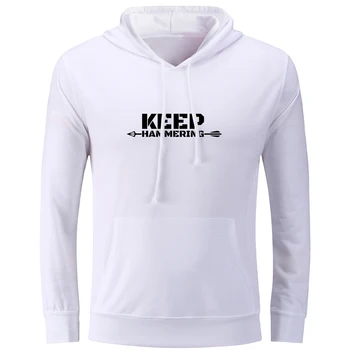 

New Keep Hammering Pattern Design Unisex Graphic Hoodie Sweatshirt Strings Print Mens Womens Cotton Hooded Tops Pullover