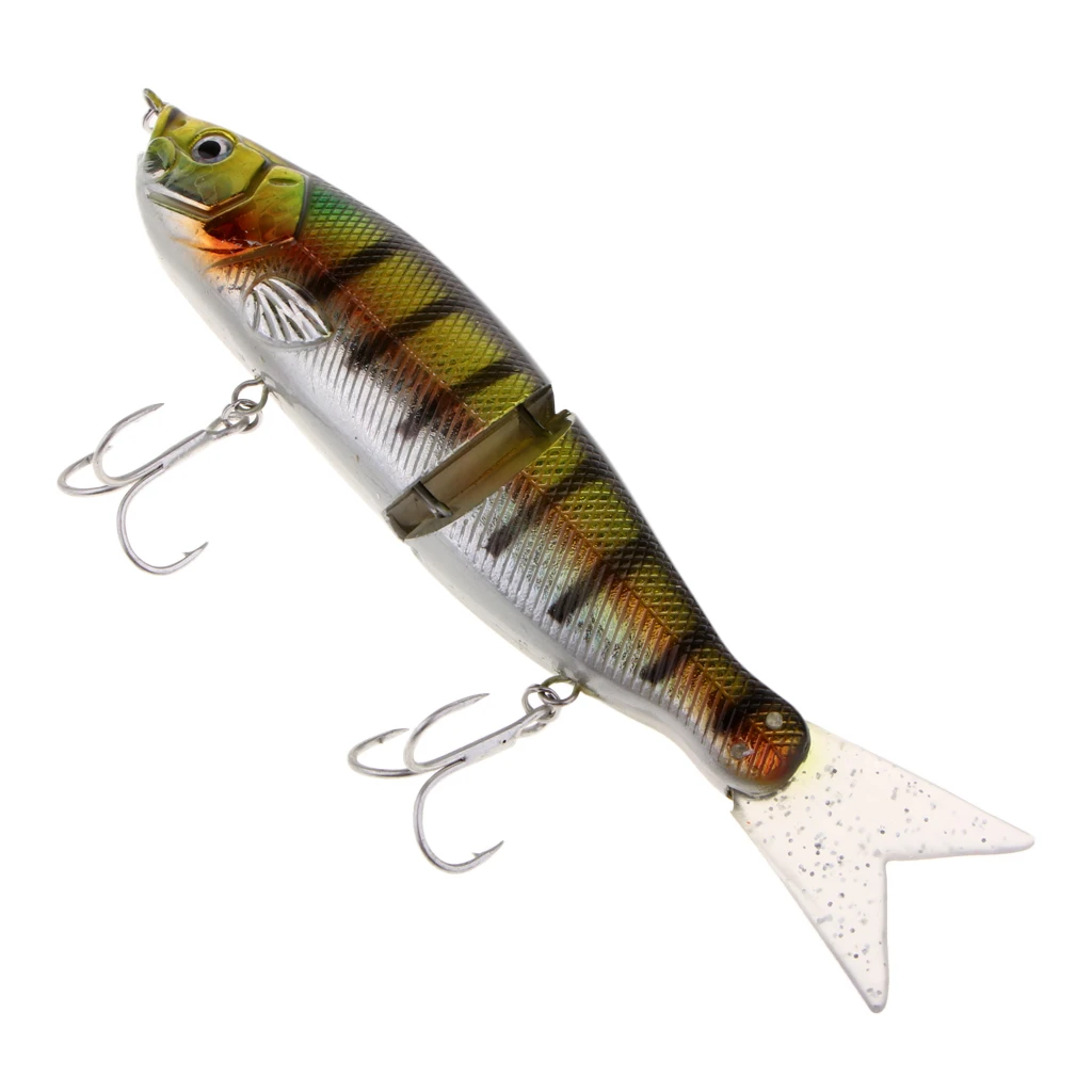 Artificial Bait Fishing 2-Section Multi Jointed Fishing Lures Swimbait with 2 Treble Hooks Minnow Crankbait Artficial Soft Bait
