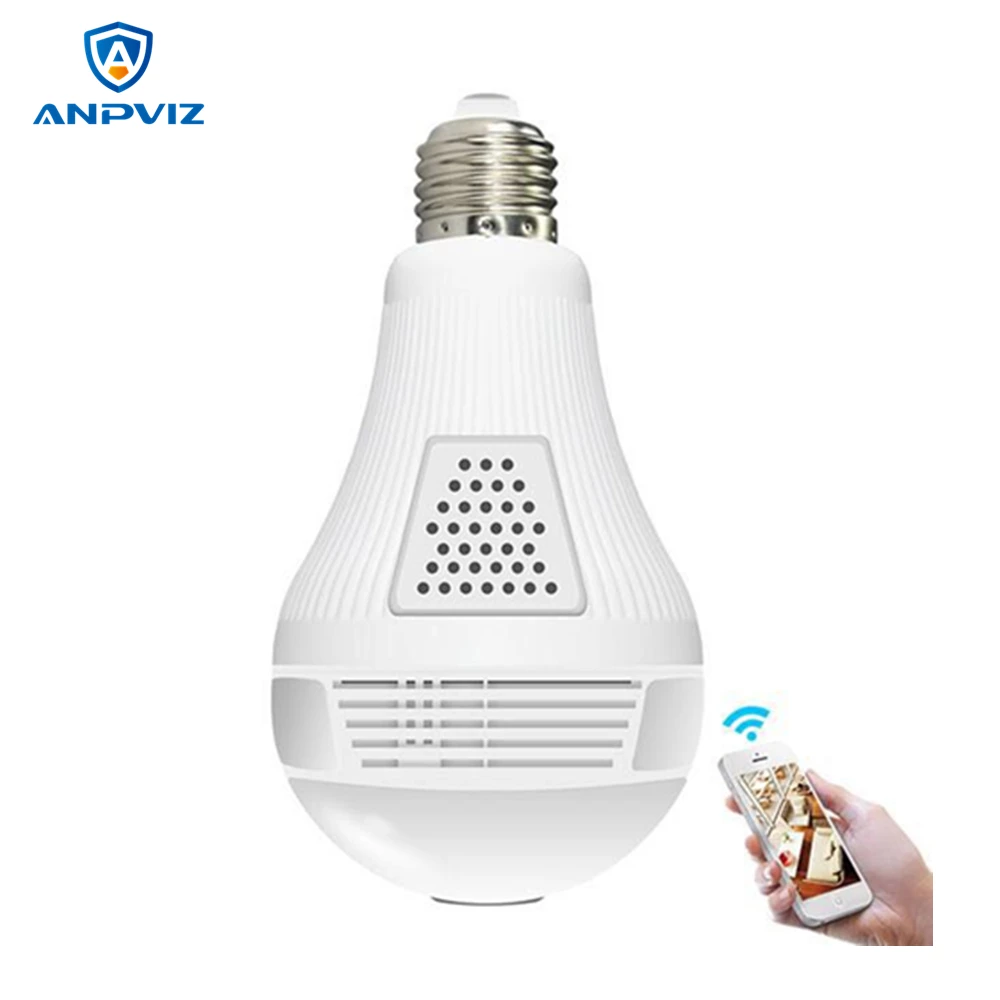 

Anpviz 360 Degree Wireless IP Camera Panoramic WiFi Home Security CCTV Fisheye Bulb Lamp IP Camera ONVIF Night Vision