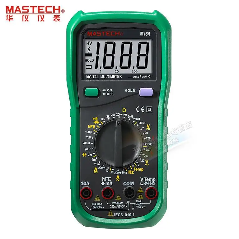 MASTECH MY64 Digital Multimeter DMM Frequency Capacitance Temperature Meter Tester w/hFE Test Ammeter Multitester Multimetro digital multimeter w temperature capacitance frequency test lcr meter ammeter analog multitester