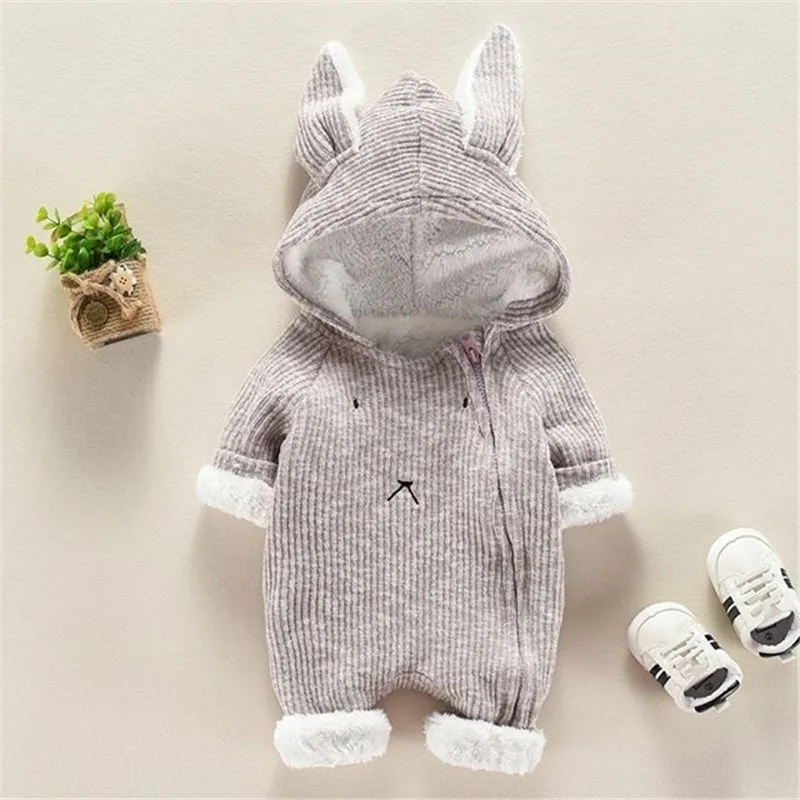 

0-24M Newborn Infant Baby Boys Girls Clothing Rabbit Ears Hooded Romper Cute Cotton Jumpsuit winter Outfits Set