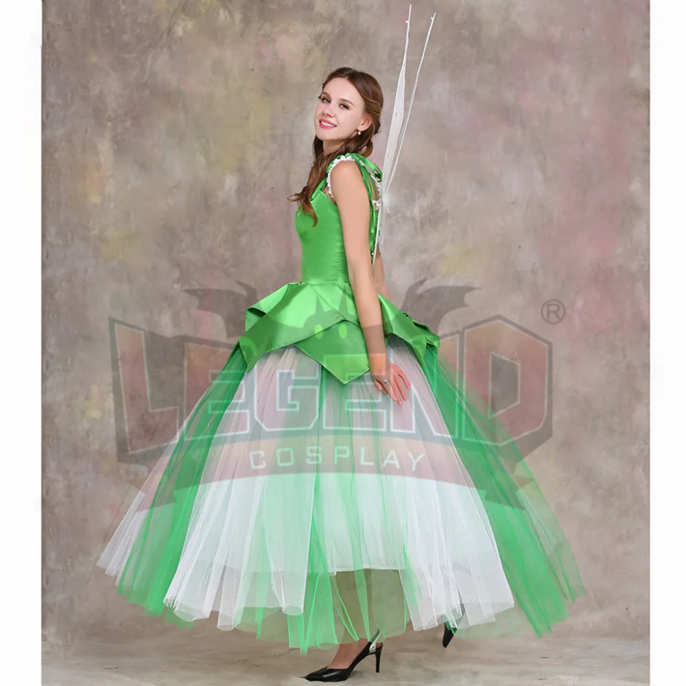 Зеленое платье принцессы костюм феи с крыльями карнавальный на Хэллоуин