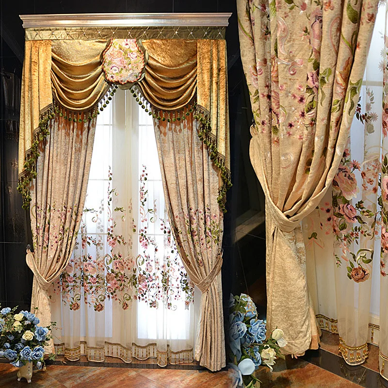 

Luxury European Embroidery Curtains for Living Dining Room Bedroom.