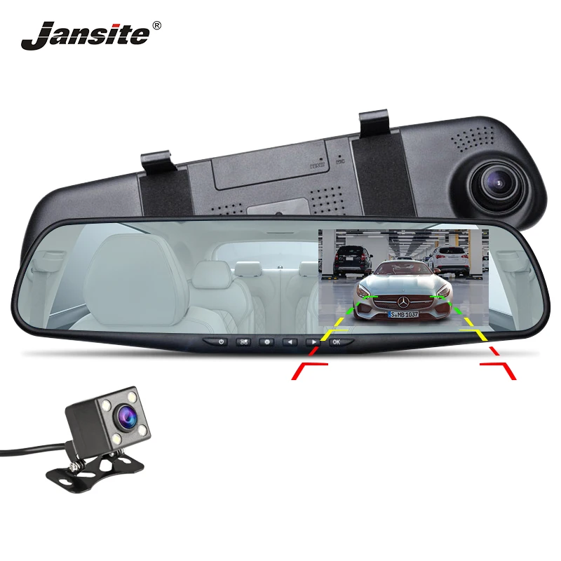 

Jansite Car DVR Dual Lens Car Camera Full HD 1080P Video Recorder Rearview Mirror With Rear view DVR Dash cam Auto Registrator