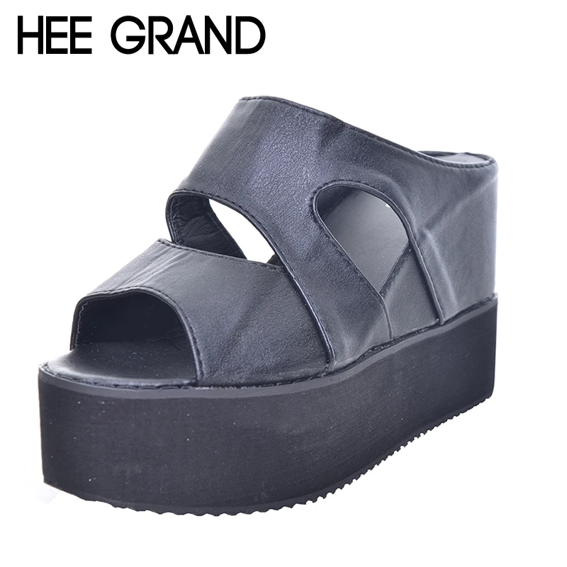 

HEE GRAND 2017 Summer Slides Sexy Cut outs Women Platform Sandals Wedge High Heels Shoes Woman XWZ2482