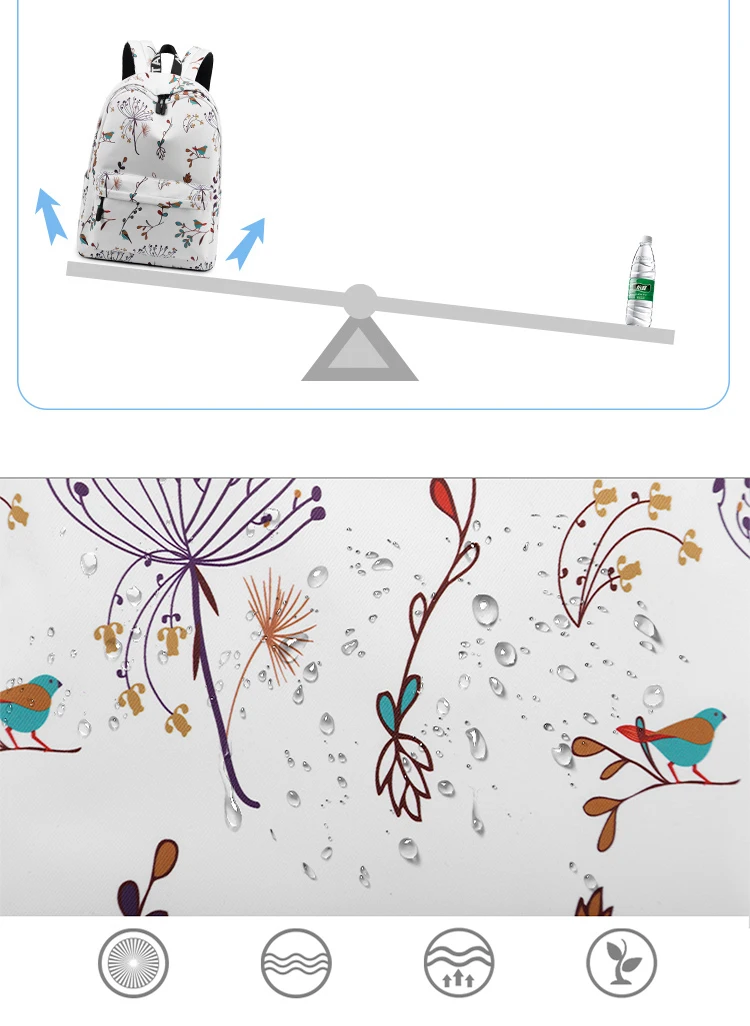 Tourya Модный водонепроницаемый женский рюкзак с цветочным орнаментом, школьные сумки для подростков, девочек, ноутбук, рюкзак, сумки для книг, дорожные сумки Mochilas