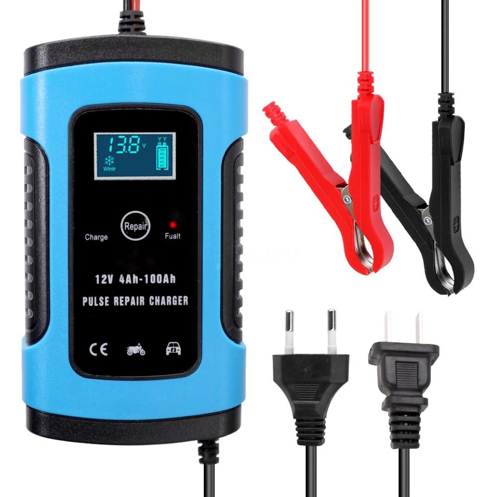 

Car Battery Charger 100V To 220V To 12V 6A Smart Battery Charger Maintainer for Auto Motorcycle Lead-Acid Batteries Charging