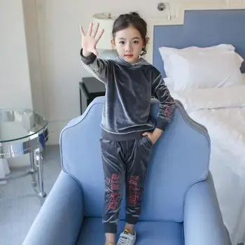 

Kids Sports Suit for Girls Tracksuit 2-11Years Velvet Sweatshirts & Pants Baby Boys Autumn Casual 2Pcs Children Clothing Set