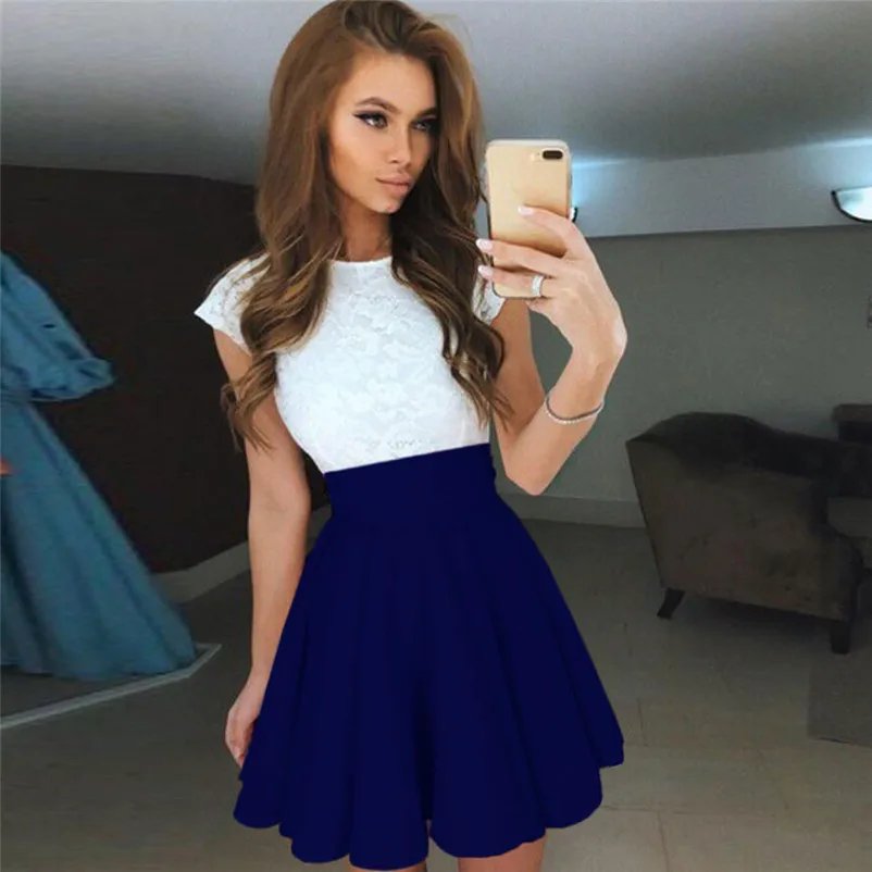 New Fashion 2018 Summer style skirts womens casual Party Cocktail Mini Skirt Ladies pleated Skater Skirt Femme Saia Y10#N (6)