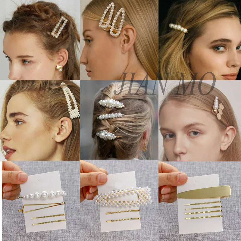 2019 Hot Sale Women Girls Elegant Pearl Geometric Alloy Hair Clips Barrettes Hairpins Female Hair Styling Accessories F001 2019 Hot Sale Women Girls Elegant Pearl Geometric Alloy Hair Clips Barrettes Hairpins Female Hair Styling Accessories F001