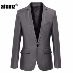 Aismz Новая мода Блейзер Для мужчин s повседневная куртка одноцветное Цвет хлопок Для мужчин пиджак плюс Размеры куртка Для мужчин