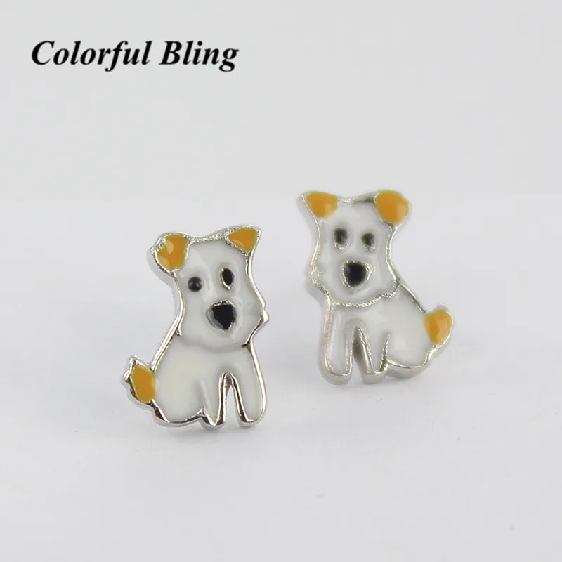cute playful small enamel dog animal design puppy stud Earring for kids