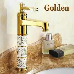 Фарфор Покрытие золотой твердой латуни художественный, лидер продаж/холодной водой столешницы Ванная комната кран