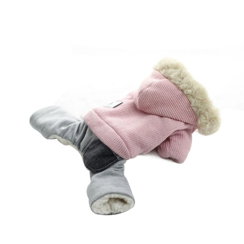 Одежда для домашних собак зимнее теплое пальто тренировочный костюм для собак утепленная Одежда для питомцев Йоркширские плюшевые собаки костюм Одежда для щенков куртки - Цвет: Розовый
