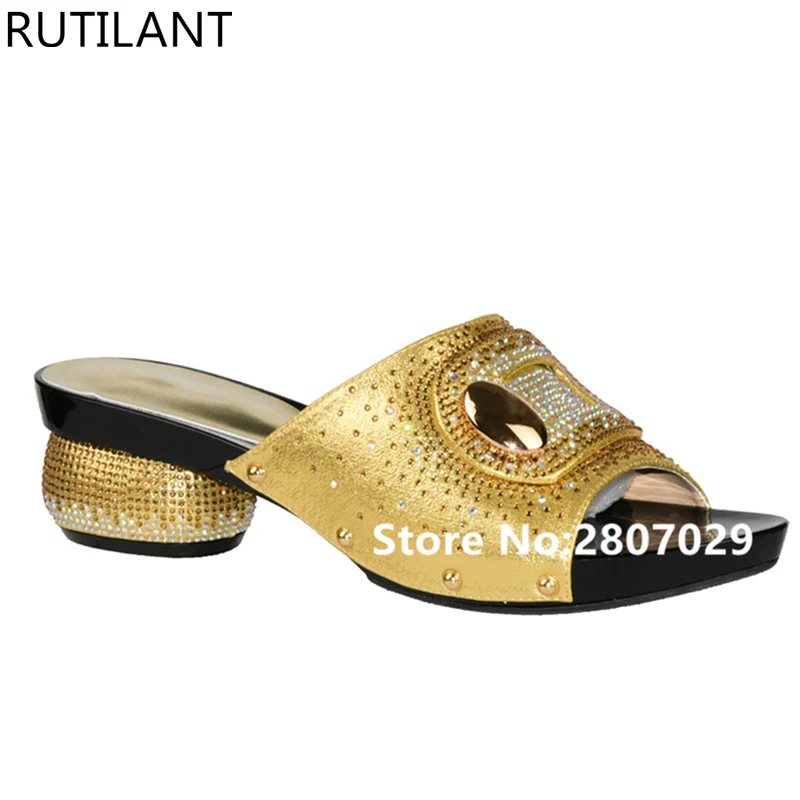 New Gold Color Wedding Shoes Woman Open Toe Ladies Sandals Shoes Party