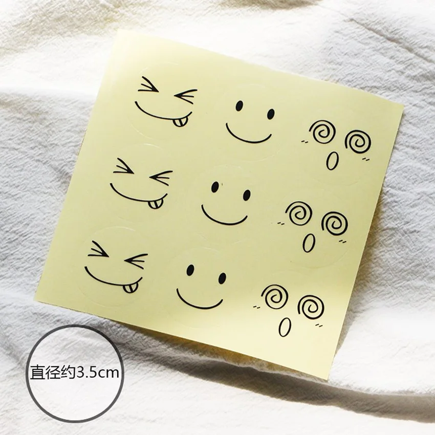 

90pcs/lot Cute Smiley face Transparent Self-adhesive Kraft Paper Sticker DIY Paper Label Kid Stationery Stickers