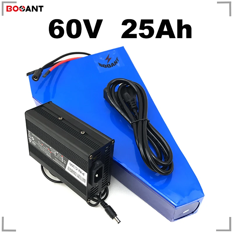 Perfect 16S 60V 25Ah triangle electric bicycle lithium battery pack 18650 60V 1500W 2000W electric bike battery with 5A Charger +a Bag 7