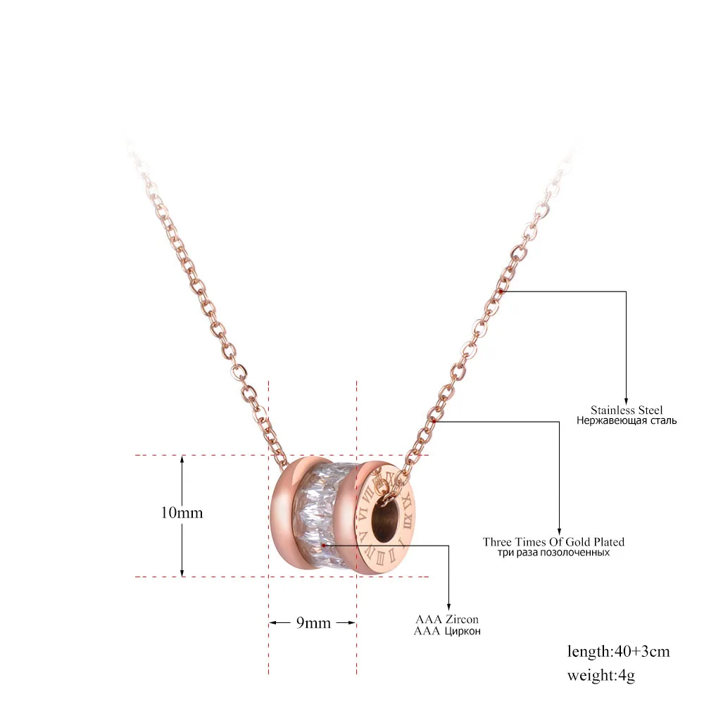 Lokaer классический кубического циркония круг Чокеры ожерелья для мужчин римские цифры Золото Цвет женское из нержавеющей стали кулон ювелирные изделия N19023