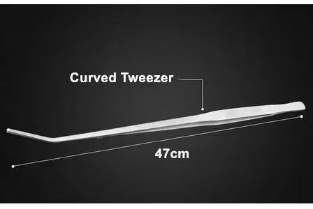 Нержавеющая сталь аквариум прямой Изогнутый пинцет, ножницы, скребок для водорослей, инструмент для очистки аквариума - Цвет: 47cm curved tweezer