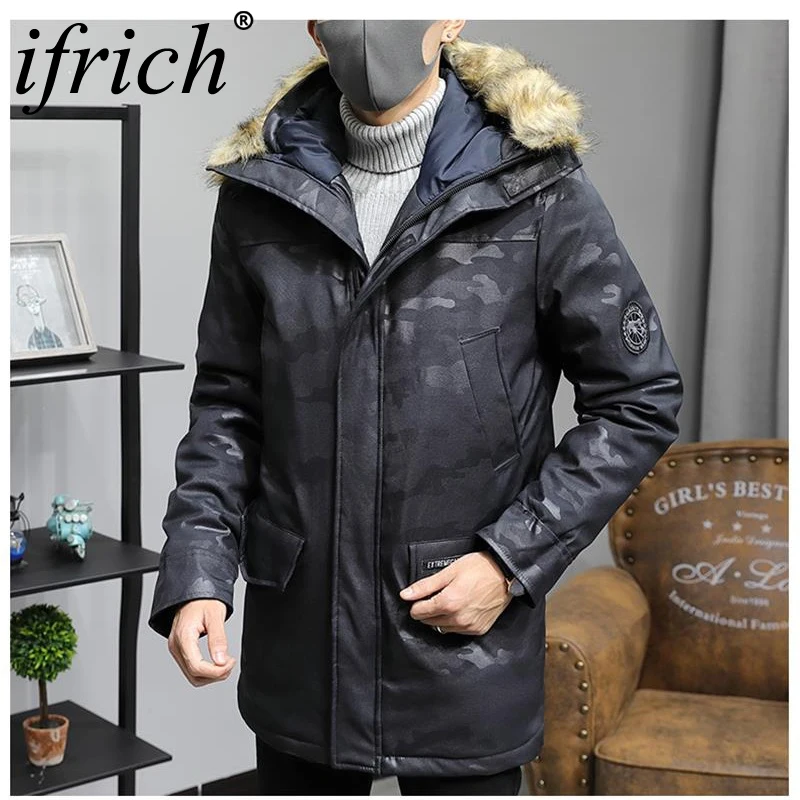 2018 Zachte Stof Winter heren Jas Verdikking Casual Katoenen Jassen Winter Mid-Lange Parka Mannen Merk Kleding Camouflage jas