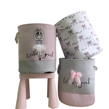 Розовая корзина для белья грязная одежда хлопок балетная девушка лук печати игрушка органайзер для хранения дома и организации 35*40 см