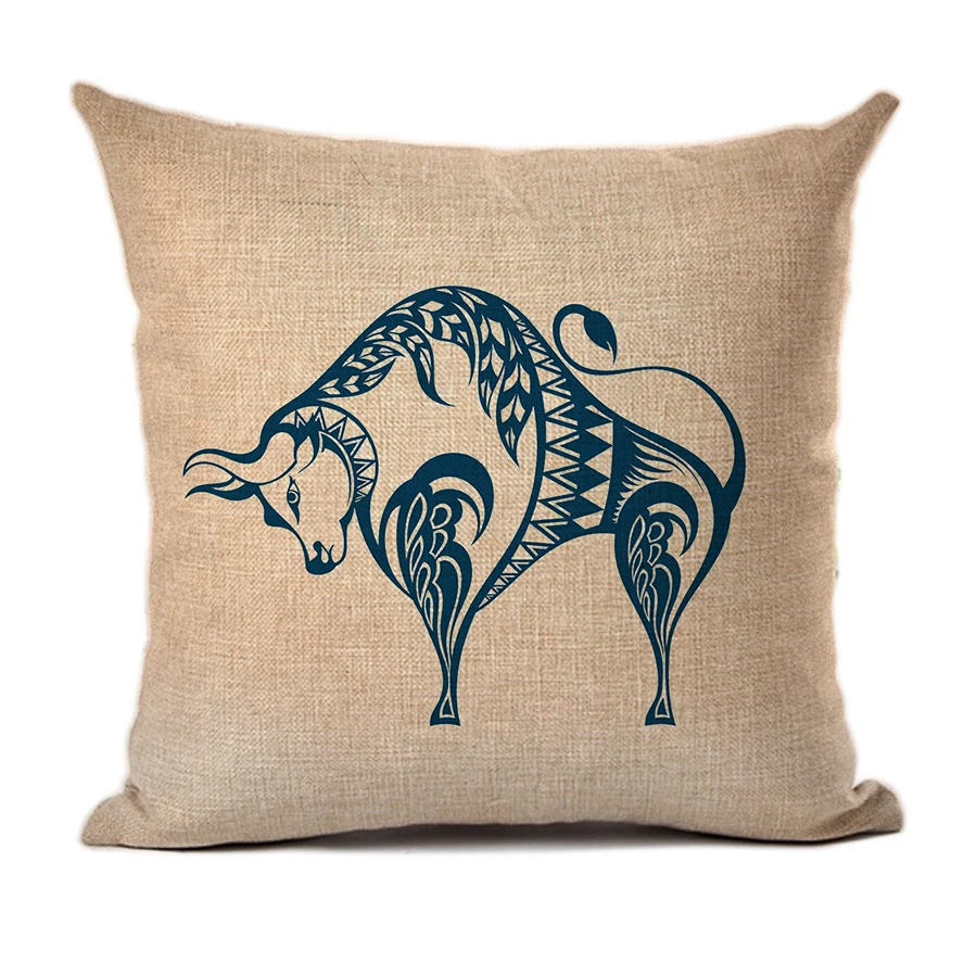 constellation Cushion Cover Retro Nostalgic Scorpio Capricorn Decorative Yellow Pillowcase Sofa Car Waist decoration home