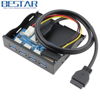 

For PC Internal 3.5'' Floppy Drive BaySuper Speed 5 Gbps19+1Pin 20 Pin 4 Port USB 3.0 Front Panel USB Hub Combo Bracket Adapter
